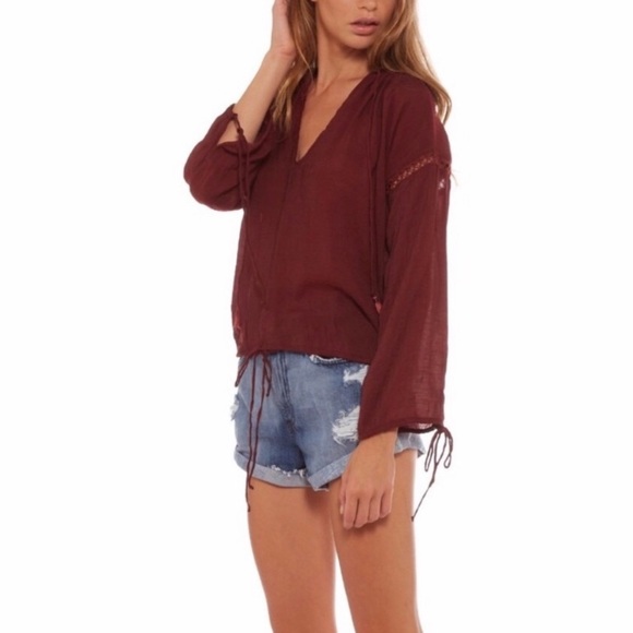 Faithfull The Brand Tropic Shirt in Maroon small - Picture 3 of 9